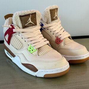Jordan Kids Sneakers in Cream and Brown with Color Accents